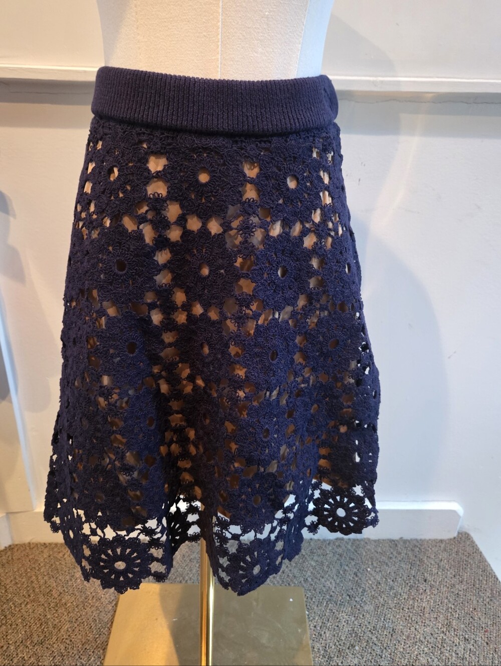 NWT Michael Kors Navy Crochet Lace Skirt XS